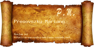 Presovszky Mariann névjegykártya